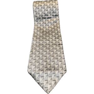 Milano Uomo Tie Men One Size Gray Silver Geometric Classic Designer Silk‎